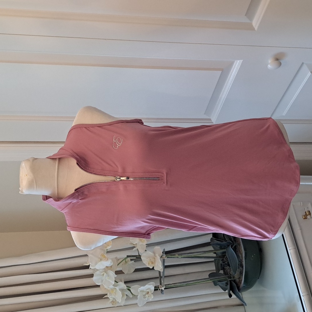 NWT Greyson Womens Sleeveless Vesta Mock Neck Golf Polo‎ Rose Quartz S-M